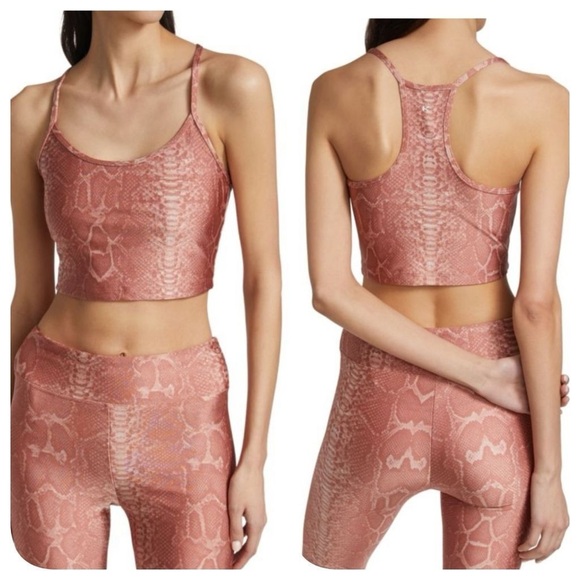 Koral Tops - Koral Reptile crop top bra + Bike Shorts in Coral Rust SET
